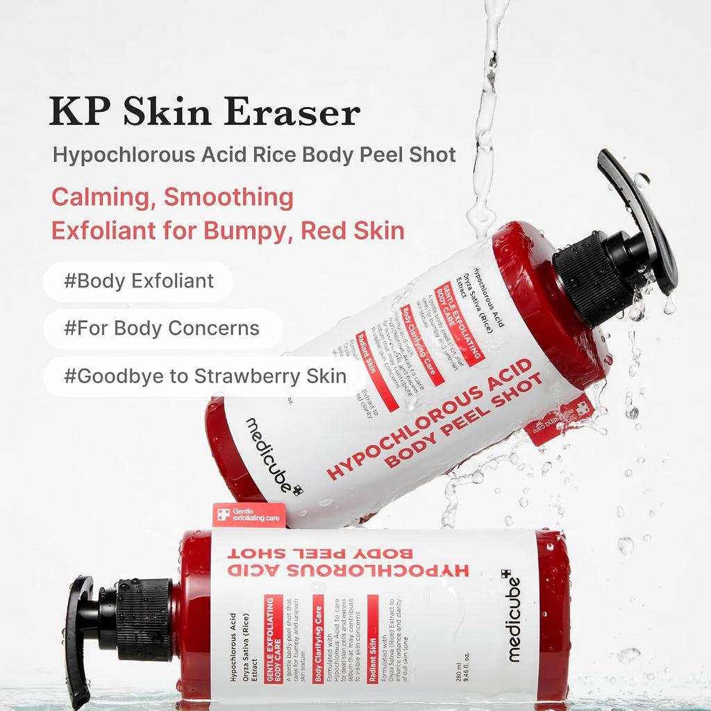 medicube Dual Body Peel Shot Duo Hypochlorous Acid and Turmeric Body Peel Shot for Gentle Exfoliation for Dead Skin Cells Rough